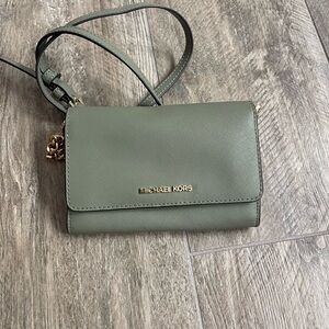 Michael Kors Green Crossbody Bag with Silver Hardware